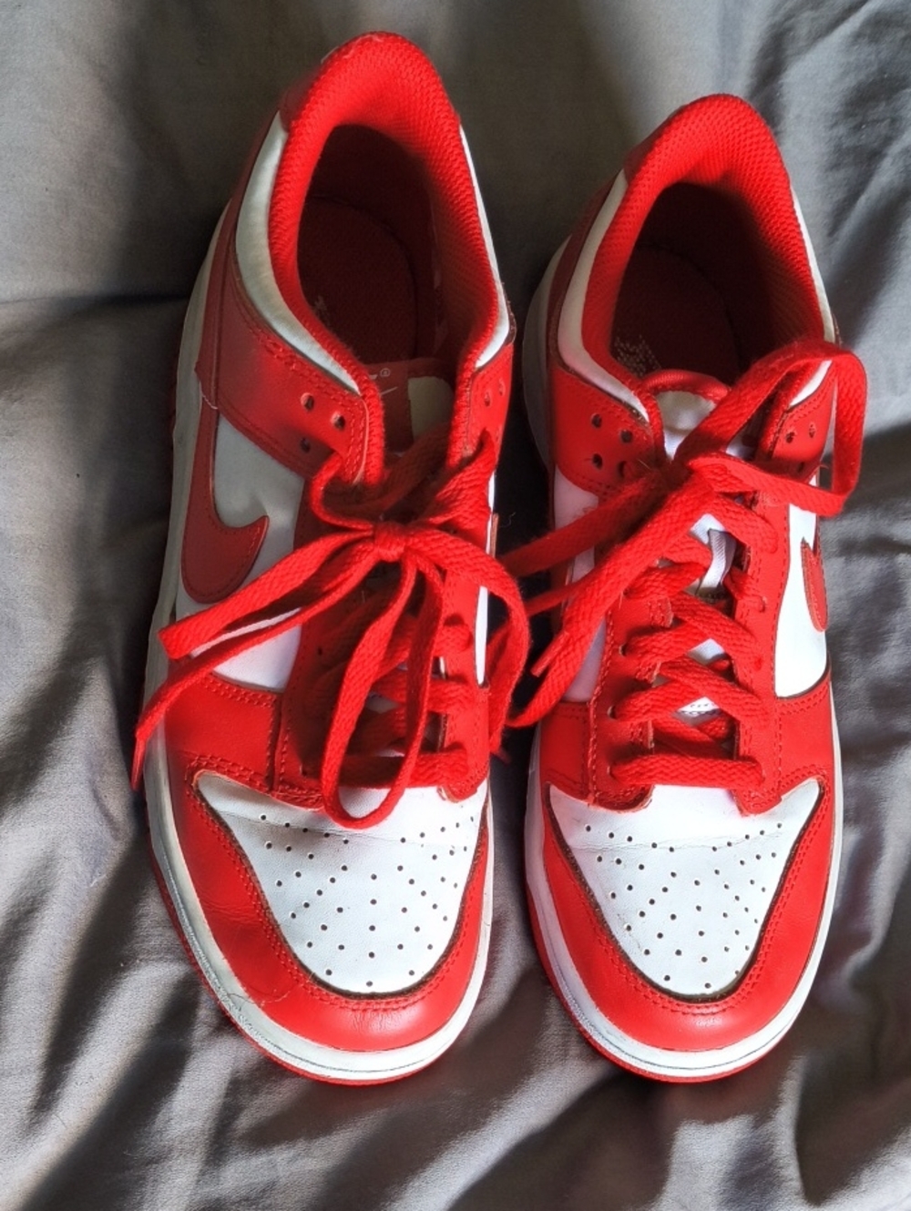 Nike Kids Red and White Low-Top Dunks Sneakers with Laces